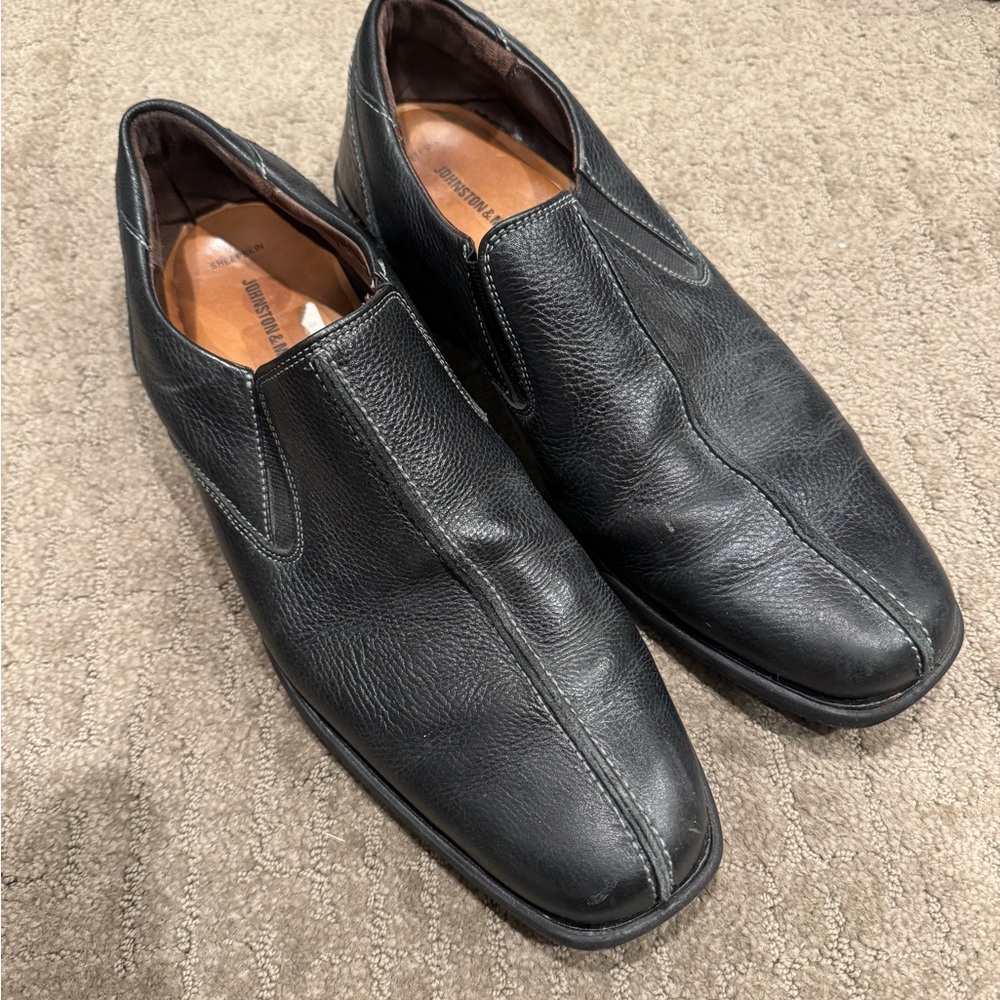 Johnston & Murphy Black Leather Slip-On Loafers